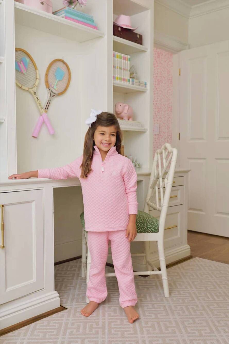 NEW BEAUFORT BONNET kids' quilted gates sweeney pants in sand pearl pink